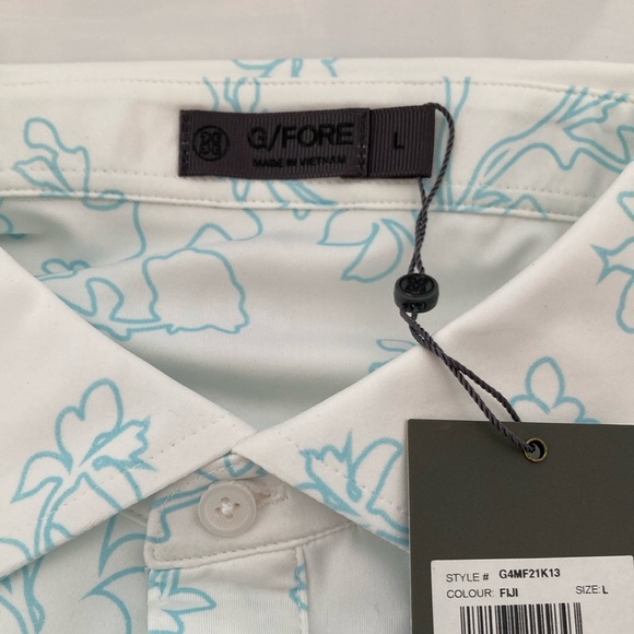 NWT G/Fore Floral White and Blue Men's Polo Shirt size L - Picture 5 of 5
